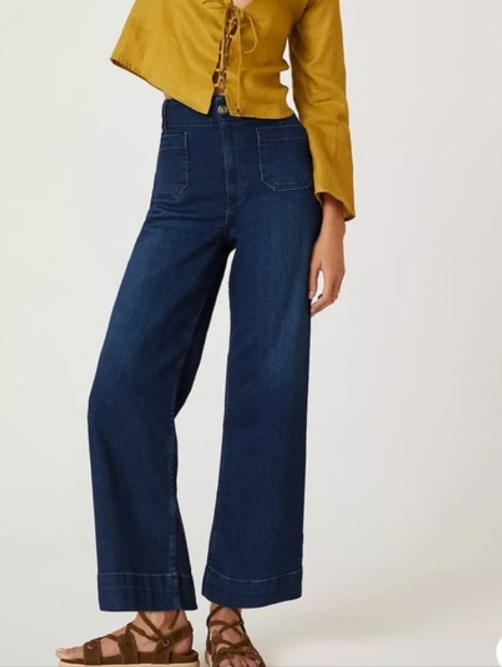 Anthropologie PILCRO Skipper Wide Leg Dark Wash Denim Size 27 - Picture 8 of 8